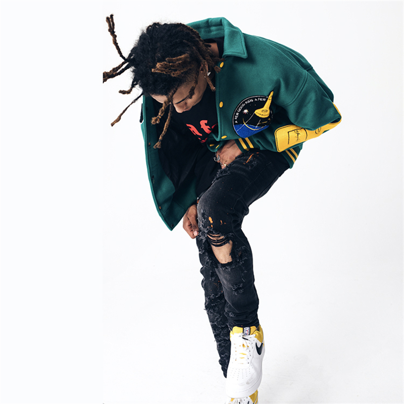 Custom mint green oversized varsity jacket