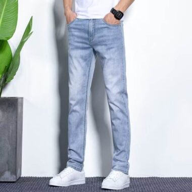 Summer slim casual men jeans lightweight wholesale denim