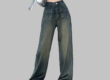 Vintage loose fit custom women jeans in casual style