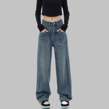 Vintage loose fit custom women jeans in casual style