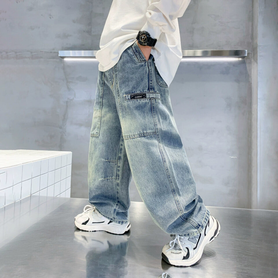 Autumn loose fit boys children jeans in denim style