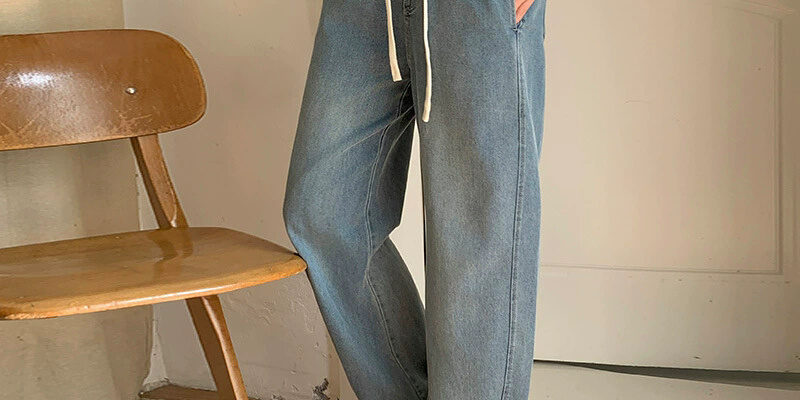 High waist lace-up women jeans in trendy fashion style