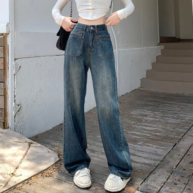 High waist wide leg women jeans from denim supplier