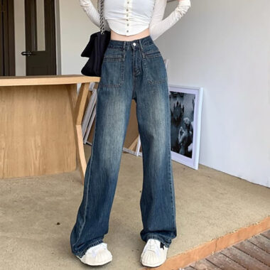 High waist wide leg women jeans from denim supplier