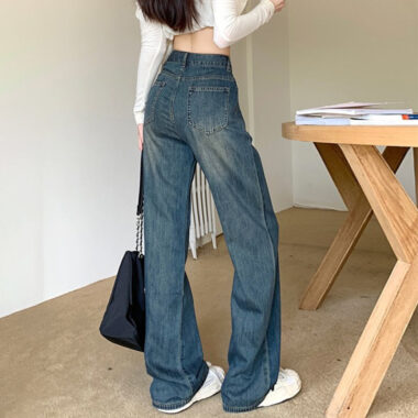 High waist wide leg women jeans from denim supplier