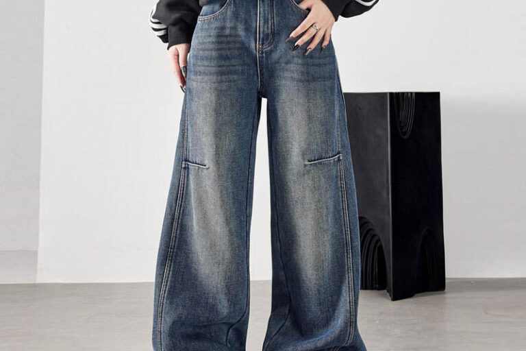 Vintage retro women jeans with casual loose fit design