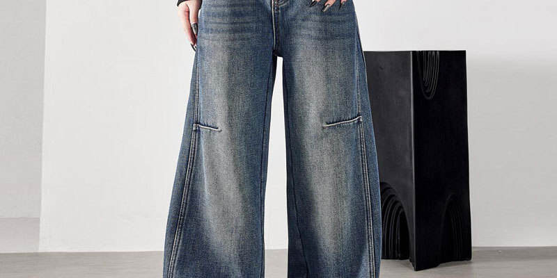 Vintage retro women jeans with casual loose fit design