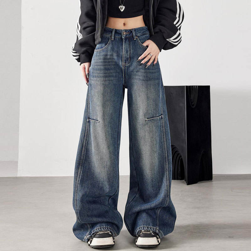 Vintage retro women jeans with casual loose fit design
