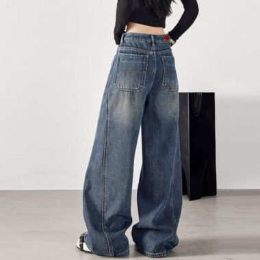 Vintage retro women jeans with casual loose fit design