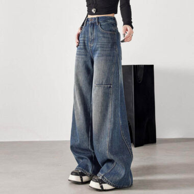 Vintage retro women jeans with casual loose fit design