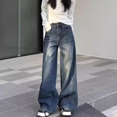 Vintage retro women jeans with casual loose fit design