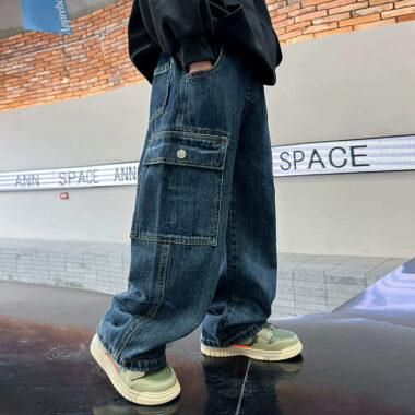 Loose High-Waist Straight-Leg Children Jeans Wholesale Manufacturer
