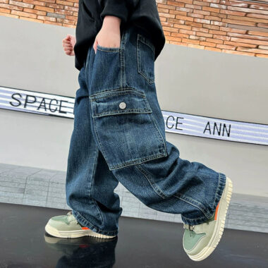 Loose High-Waist Straight-Leg Children Jeans Wholesale Manufacturer