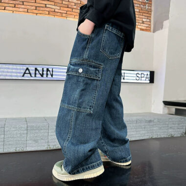 Loose High-Waist Straight-Leg Children Jeans Wholesale Manufacturer