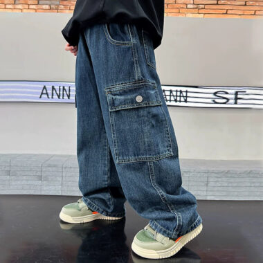 Loose High-Waist Straight-Leg Children Jeans Wholesale Manufacturer