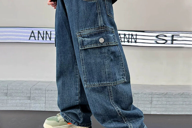 Loose High-Waist Straight-Leg Children Jeans Wholesale Manufacturer