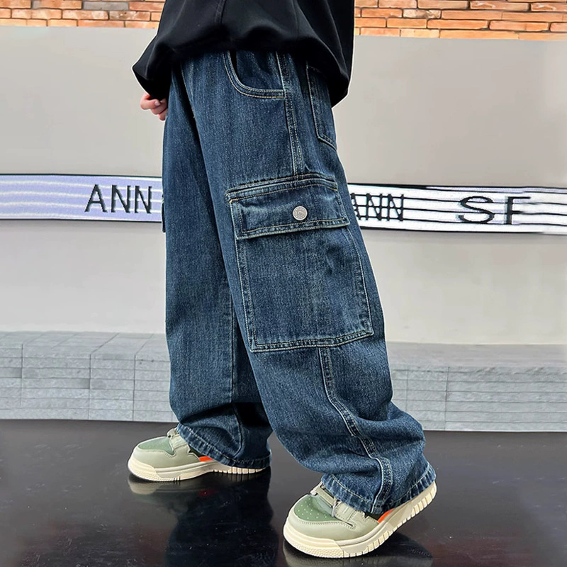 Loose High-Waist Straight-Leg Children Jeans Wholesale Manufacturer