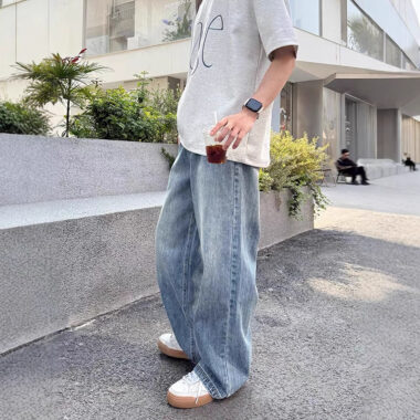 Vintage high-quality men jeans classic denim style