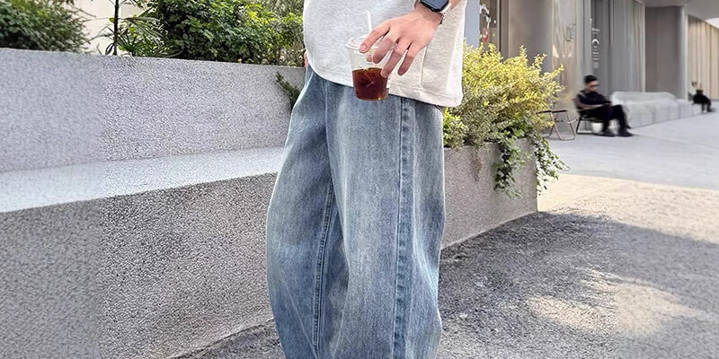 Vintage high-quality men jeans classic denim style