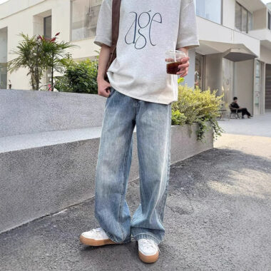 Vintage high-quality men jeans classic denim style