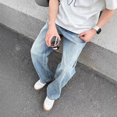 Vintage high-quality men jeans classic denim style