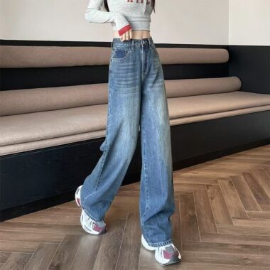 Autumn vintage slim loose high-waist women jeans