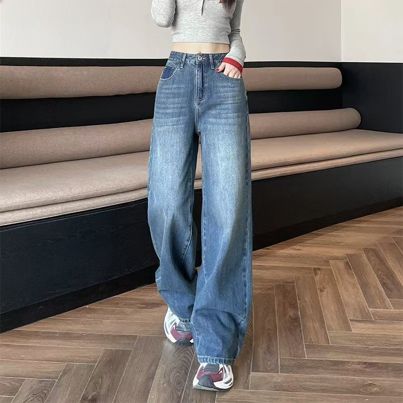 Autumn vintage slim loose high-waist women jeans