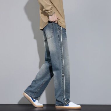 Autumn winter loose vintage straight men jeans