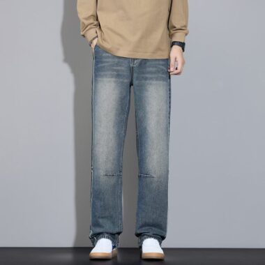 Autumn winter loose vintage straight men jeans