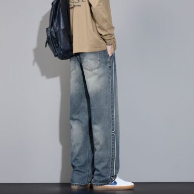 Autumn winter loose vintage straight men jeans