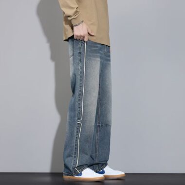 Autumn winter loose vintage straight men jeans