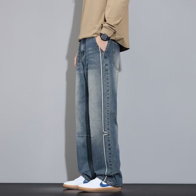 Autumn winter loose vintage straight men jeans