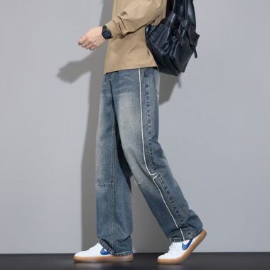 Autumn winter loose vintage straight men jeans