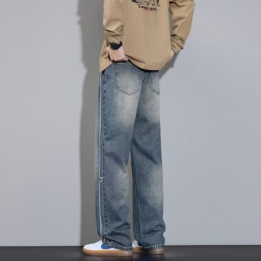 Autumn winter loose vintage straight men jeans
