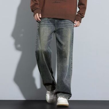 Autumn winter vintage straight casual men jeans