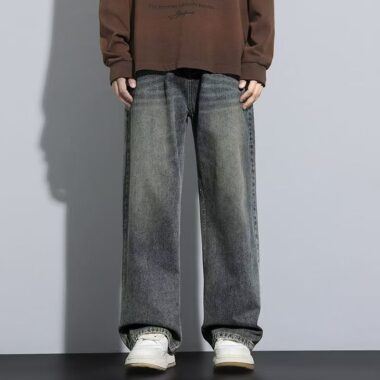 Autumn winter vintage straight casual men jeans