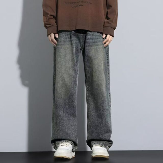 Autumn winter vintage straight casual men jeans
