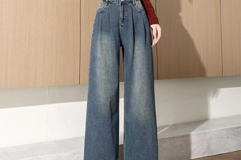 High-waist wide-leg loose women jeans for spring autumn