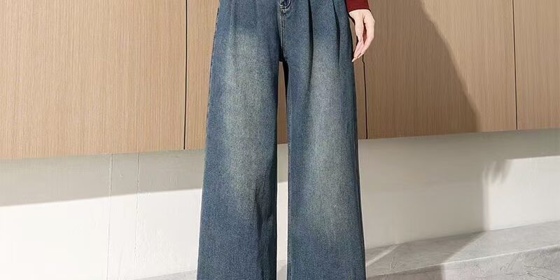 High-waist wide-leg loose women jeans for spring autumn
