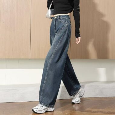 High-waist vintage wide-leg loose women jeans