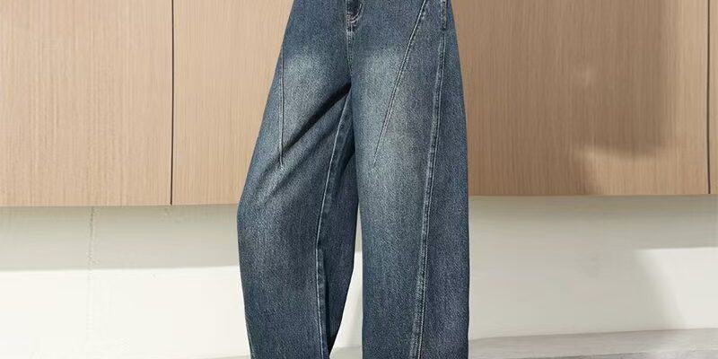 High-waist vintage wide-leg loose women jeans