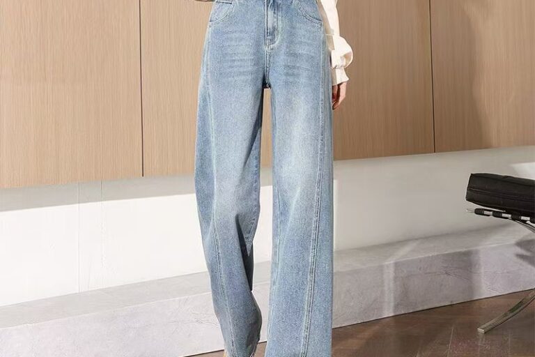 Loose high-waist casual straight women jeans