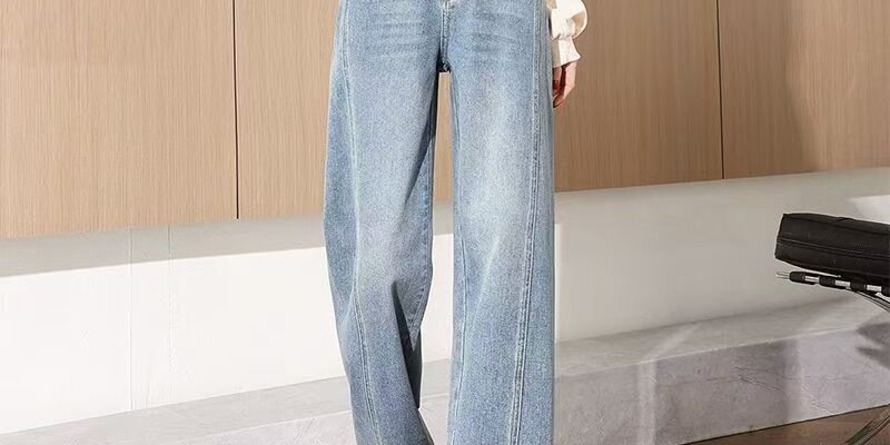 Loose high-waist casual straight women jeans