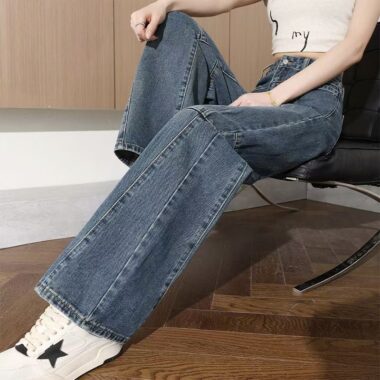 Loose pocket-design versatile straight women jeans