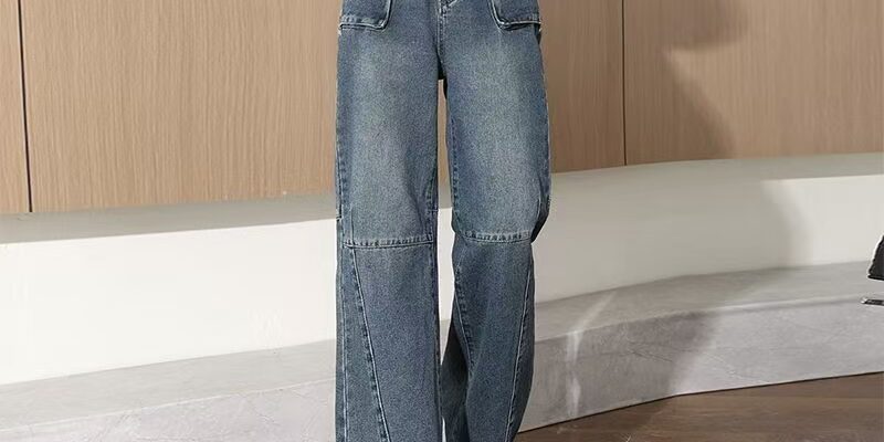 Loose pocket-design versatile straight women jeans