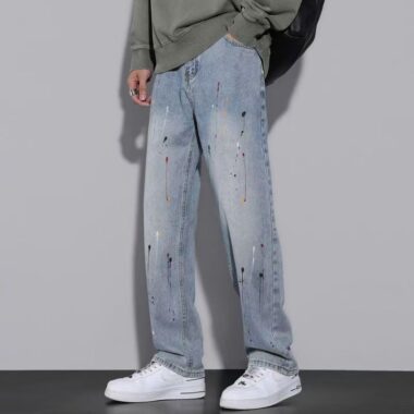 Loose straight casual men jeans for spring and autumn