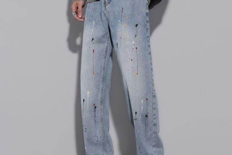 Loose straight casual men jeans for spring and autumn