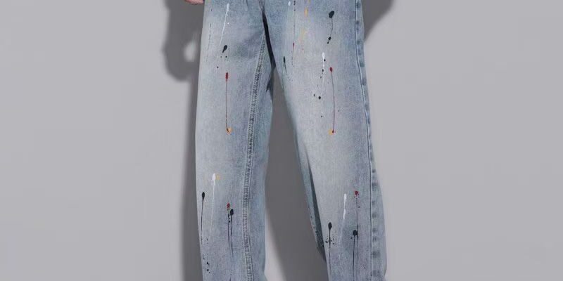 Loose straight casual men jeans for spring and autumn