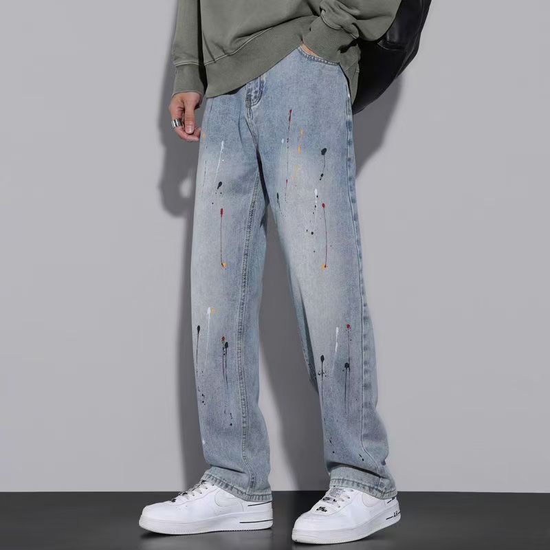 Loose straight casual men jeans for spring and autumn