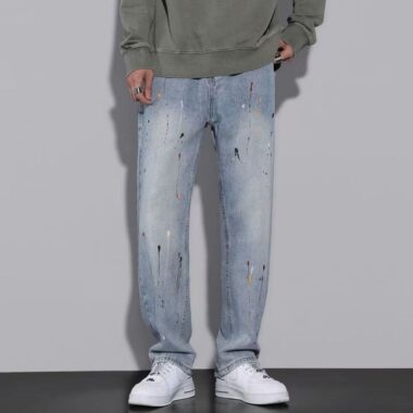 Loose straight casual men jeans for spring and autumn